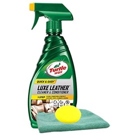 Turtle Wax Leather Cleaner & Conditioner (16 oz) Bundle with Microfiber Cloth & Foam Pad (3 Items)