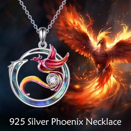 POPLYKE Phoenix Necklace for Women 925 Sterling Sliver Phoenix Abalone Shell Necklace Pendant Jewelry Gifts for Women