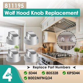 Gfdoso 4Pcs 811195 Hood Knob Replacement for Sub-Zero Wolf – Compatible with 56 Models, Replaces 805328 KIP5D44 5D44 & B002MFNQ34 – 811195 Exhaust Ventilation Hood Knob (Fits Pro Range, Vent Hoods)
