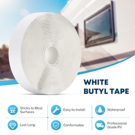 Kohree Butyl Tape White 1 Pack, 1/8" x 3/4" x 30 ft, Butyl Sealant Tape RV Putty Rubber Seal Tape Leak Proof for RV Repair, Window, Boat Sealing
