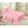 VACVELT 4pcs Pink Satin Sheets Full Size Bed Set, 15