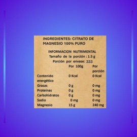IsaaQuim Citrato de Magnesio en Polvo 100% Puro | 500 g | 333 Porciones de 1.5 g | Suplemento Alimenticio sin Sabor | 240 mg de Magnesio por Porción