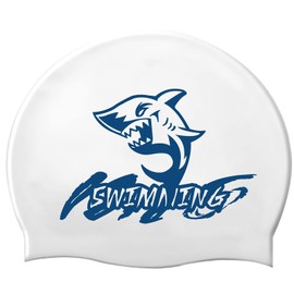 Swimming Cap Kids Boys Swim Cap Kids Waterproof Shark (White)