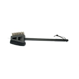Charcoal Companion 2-in-1 Grill Brush with Long Black Plastic Handle