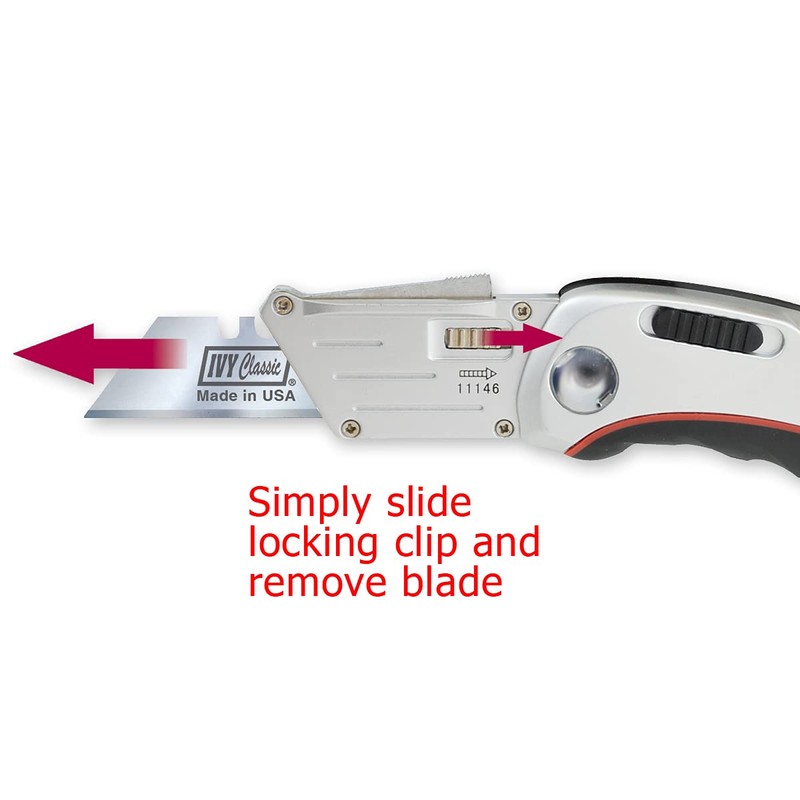 IVY Classic 11146 Hinge-Loc Folding Utility Knife with Blade Storage,