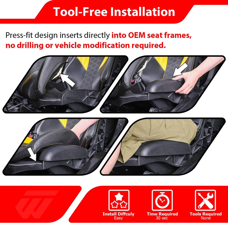 WeiSen 1Pair UTV Seat Side Soft Cushion Pad Assembly, Thigh