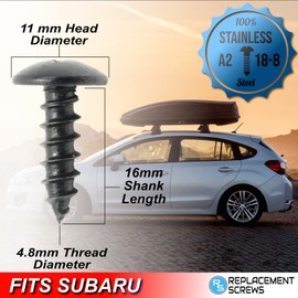 ReplacementScrews Stainless License Plate Screws Compatible with Subaru - Front or Rear - Black Oxide - 18-8/304 Grade Stainless Steel - Fits All Models (Outback, Forester, Impreza etc) (Pack of 4)