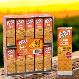 Lance Snack Crackers – Cheddar Cheese Sandwich Crackers – 40 Single-Serve Packs – Individually Wrapped – No Cholesterol – Great for Lunch Boxes, Office Snacks, and Quick Energy