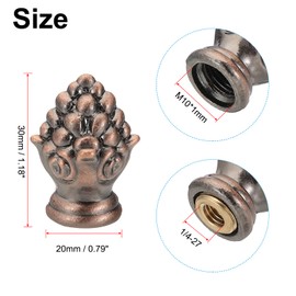 PATIKIL 30 x 20mm Lamp Finials Caps Knob, 2 Set Solid Lamp Shade Top Decoration Screw Cap Nuts with Brass Reducing Adapter for Table Lamps Floor Lamps, Red Bronze