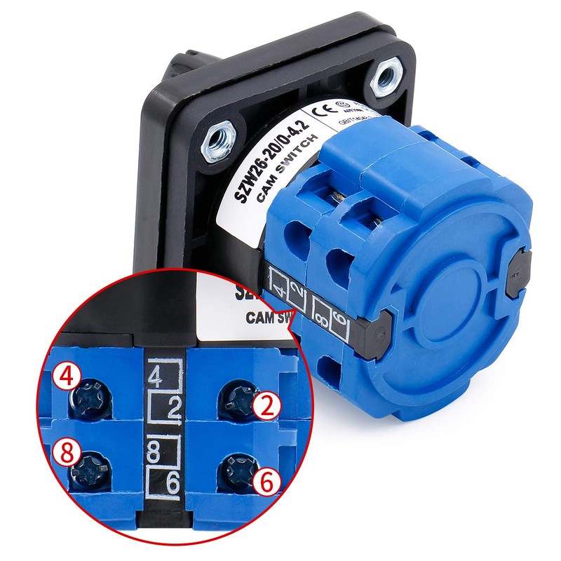 Baomain Cam Changeover Switch AC 660V 20A 8 Terminals 5