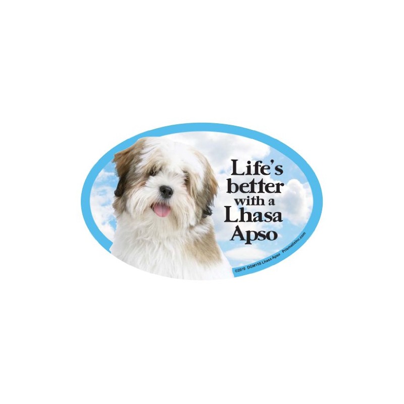 Prismatix Lhasa Apso Oval Dog Magnet for Cars