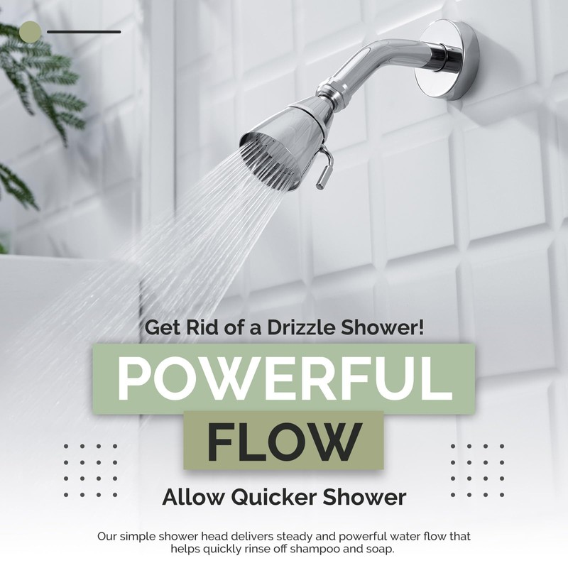Angle Simple High Flow Shower Head, Brass Swivel Joint Adjustable