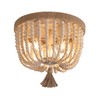 AMZASA Boho Flush Mount Ceiling Light Wooden Beaded Hepm Rope