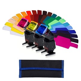 Eowppue Colour Filter Colour Films 20 Colours Colour Film Colour Film Colour Films Gel Colour Filter Filter Light Filter Film with for Photography Flash (2.5 x 6 Inches & Storage Bag)