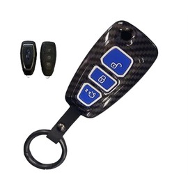 RED CARBON FIBRE HARD CASE KEY SHELL COVER FOR FORD FIESTA FOCUS MONDEO B-MAX UK (BLUE)