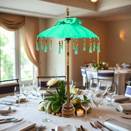 Koyal Wholesale Tabletop Bali Umbrella, 34-Inch, Diamond Blue Aqua