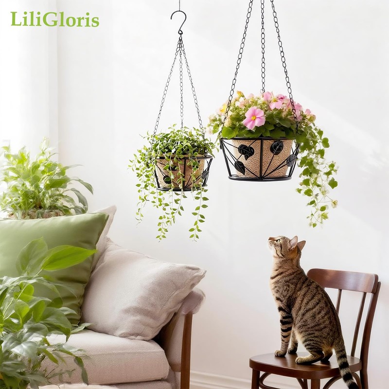 2 Pack Metal Plant Hanger with Ceiling Hook – Heavy