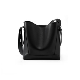 JIUFENG Leather Handbags for Women, Soft Shoulder Tote Crossbody Purses Bucket Bags with Adjustable Strap Black