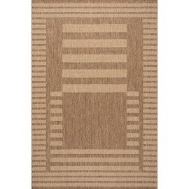 Nuloom Anilah Striped 4' x 6' Indoor/Outdoor Area Rug for Living Room Patio Deck Front Porch, Light Brown