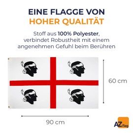 AZ FLAG - Sardinia Flag - 90 x 60 cm - Sardinia Flag 100% Polyester with Brass Eyelets - UV-Resistant - Vivid Colours - 50 g