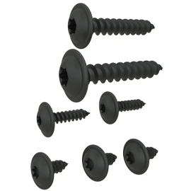 Auprotec Tapping Screws, Flat Head, with Disc, Torx, Black, Galvanised, DIN 7049
