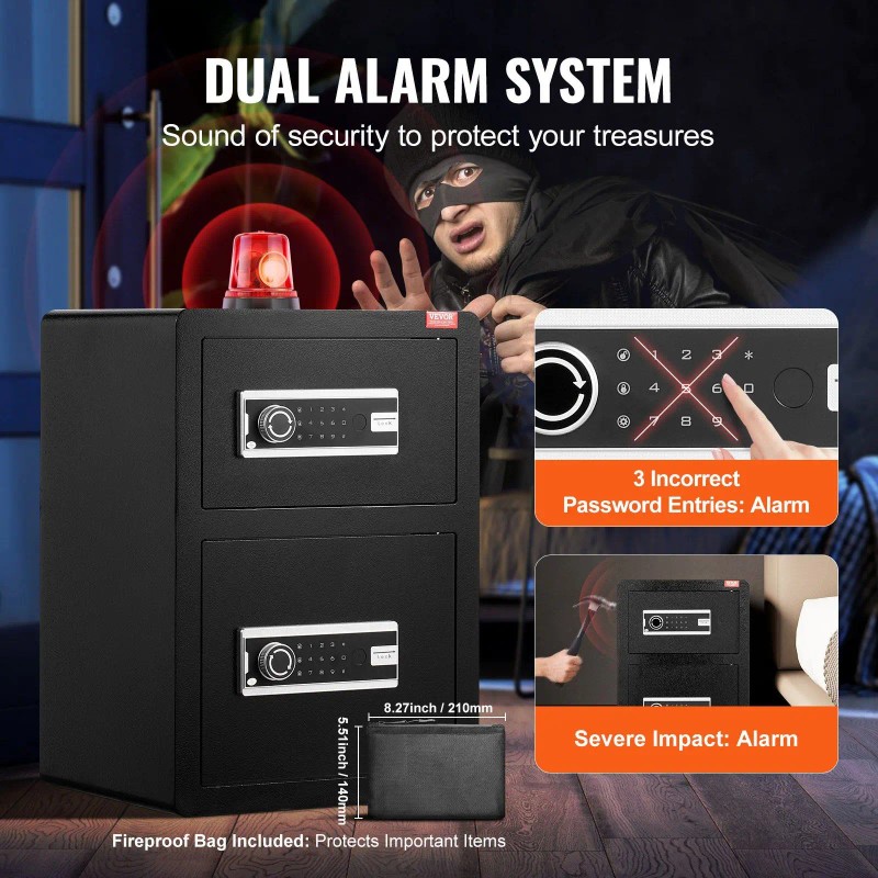 3.5 Cu.ft Double Door Safe Box with Key Lock &