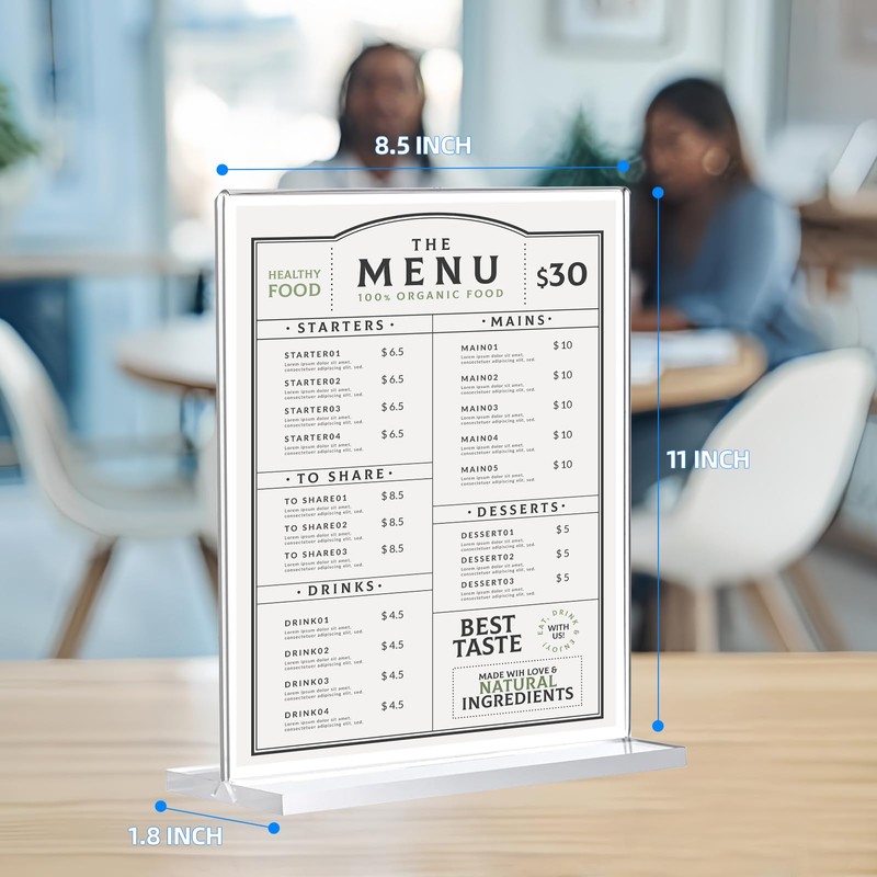 12 Pack Acrylic Sign Holder 8.5 x 11, Double-Sided Clear