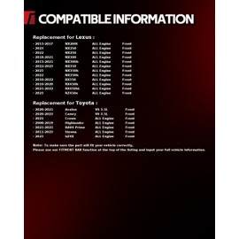 Torchbeam Front Disc Ceramic Brake Pads Kit Fits2008-2019 Toyota Highlander, 2011-2023 Toyota Sienna, 2010-2022 Lexus RX350, 2018-2021 Lexus NX300,4pcs Automotive Replacement Brake Pads,D1324