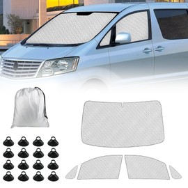 3 Pieces Thermal Mat Replacement for Toyota Alphard 2002-2008, Sun Protection Windscreen Cover, Multi-layer Aluminum Foil, Waterproof, Foldable Sun Visor Set