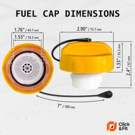 Click&Fit Gas Tank Cap E85 replacement for 2007-2019 Dodge Jeep Chrysler Ram – Flex fuel filler cap with tether and gasket replaces 52030379AB, 52030380AB, 4766580AB, Yellow