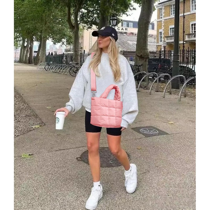 KALIDI - Bolso bandolera acolchado pequeño para mujer, de nailon