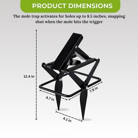 2 PCs Mole Traps Scissor, Reusable Black Galvanized Steel Scissor Trap for Lawns Outdoor Use, Ground Mole Trap Easy to Set Quick Capture Gopher