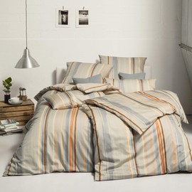 ESTELLA Bed Linen Interlock Jersey Brown/Beige/Apricot/Vanilla, Size 135 x 200 cm (40 x 80 cm)