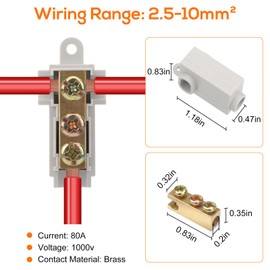Linkstyle 10PCS 6 AWG Gauge T-Type Wire Connector Nut Kit, 80A Quick Wiring Connection Terminal, Splicing Quick Connector, Soft and Hard Wire Universal