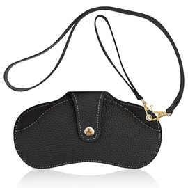 KGDUYC Glasses Cases for Women Glasses Case PU Leather Portable Hanging Soft Leather Anti-Scratch and Wear Resistant Sunglasses Case (Black)