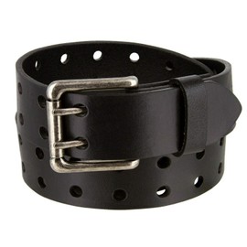 Double Prong Twin Roller Buckle Full Grain Genuine Leather Punk Biker Casual Jean Belt 1-1/2" Wide (ANR-Black, 42)