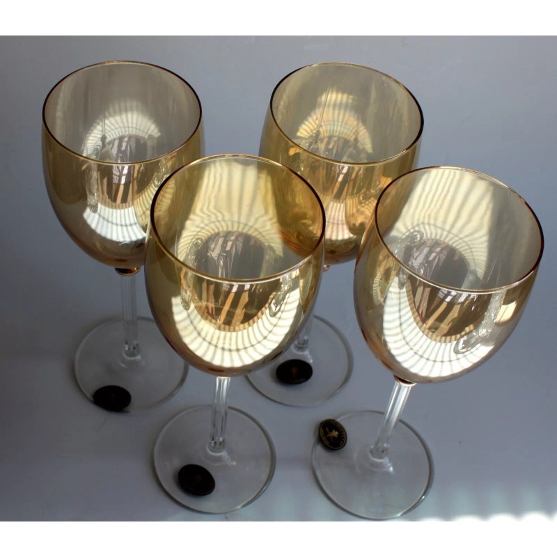 Cristalleria F.lli Fumo ITALY Amber Gold Wine Glass hand made