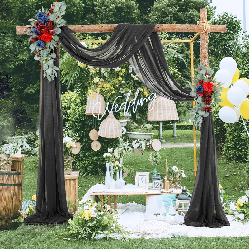 Wedding Arch Draping Fabric Black Backdrop Curtain Drape Easy to