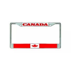 DIGIART CANADA CANADIAN FLAG Chrome Metal Car License Plate Frame