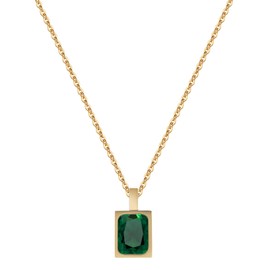 18k Tiny Square Emerald Necklace Green Necklace Gold Pendant Necklace for Women Green Gemstone Necklace Choker Necklaces for Women