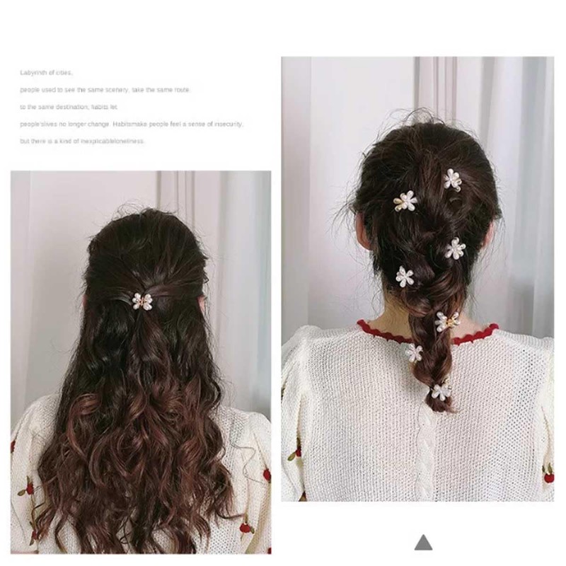 Hair Clip, Mini Set of 12, Flower Hair Ornament, Pearl,