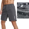 JustSun Men's Sports Shorts, Quick-Drying, Lightweight, Breathable with Zip, darkgray