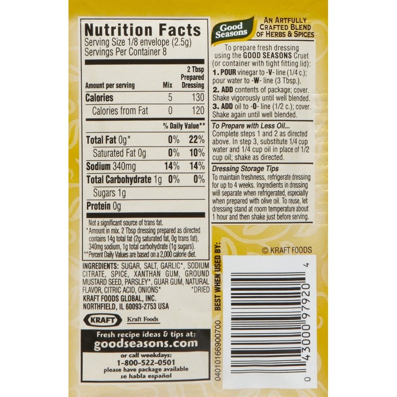 Good Seasons Garlic & Herb Dressing & Recipe Seasoning Mix,