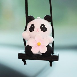 Generic Cute Swinging Cartoon Animals Car Hanging Ornament for Women, Car Rear View Mirrior Hanging Accessories Fun Rearview Mirror Pendant Auto Interior Decorations Gift (Panda)