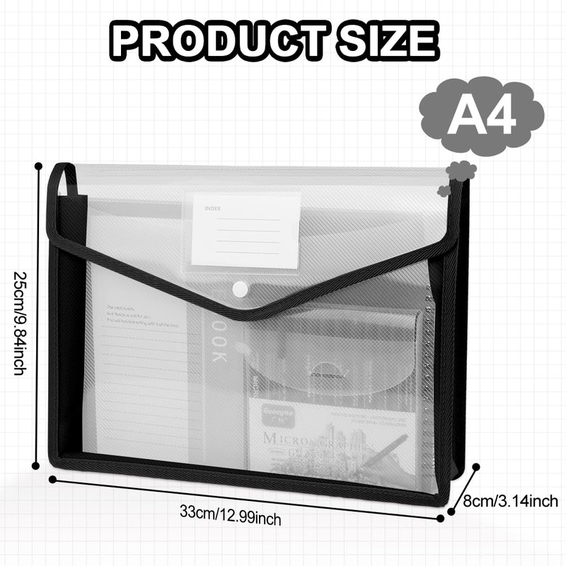 AOOSU Clear Pocket Documents, Pack of 5 Document Wallets A4
