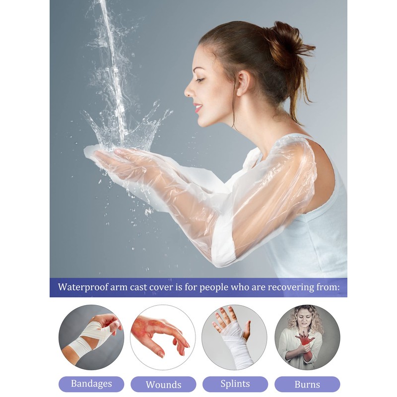 Sosation 50 Pcs Waterproof Arm Cast Cover for Shower Bath,