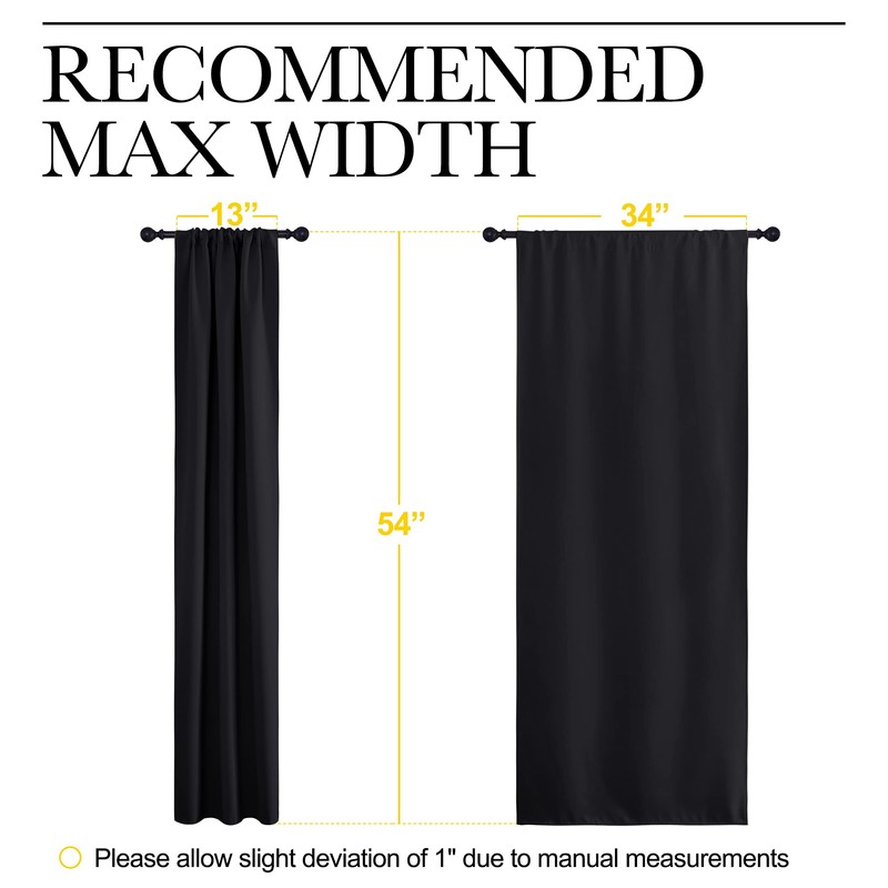 NICETOWN - Cortinas Opacas con Bolsillo para cortinero (Negro, 1