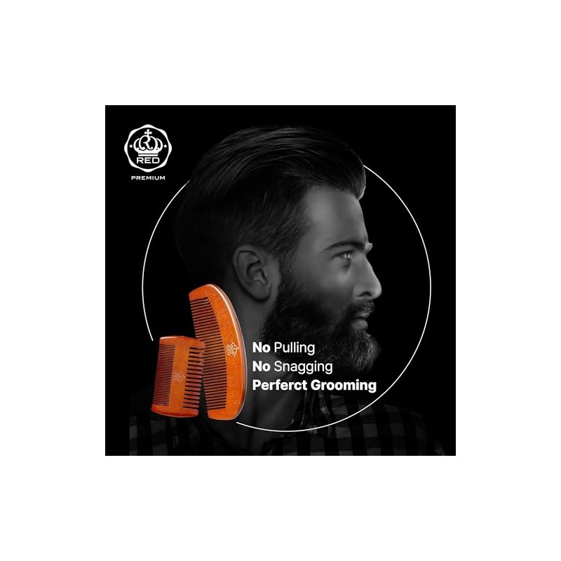RED by Kiss Premium Wood Men Long Beard Comb, Easy