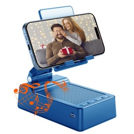taopodo Multifunctional Cell Phone Stand with Wireless Bluetooth Speaker and Anti-Slip Base, HD Stereo Compatible with Multiple Devices, Tech Gadgets Gifts for Men/Women/Parents/Child (Blue)