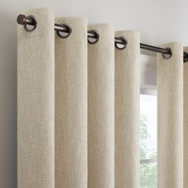Eclipse Décor Quinn Textured Solid 100% Blackout Curtain, Absolute Zero Curtain for Privacy, Perfect as Living Room Curtains or Bedroom Curtains, 108 in Long x 50 in Wide, Linen